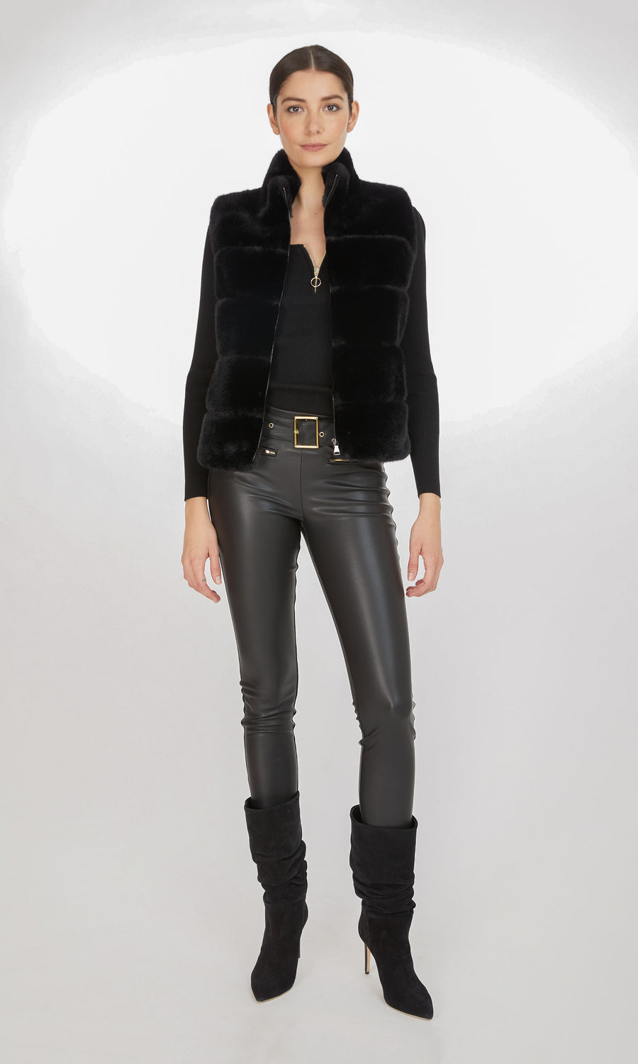Roxanne Faux Fur Vest - Black