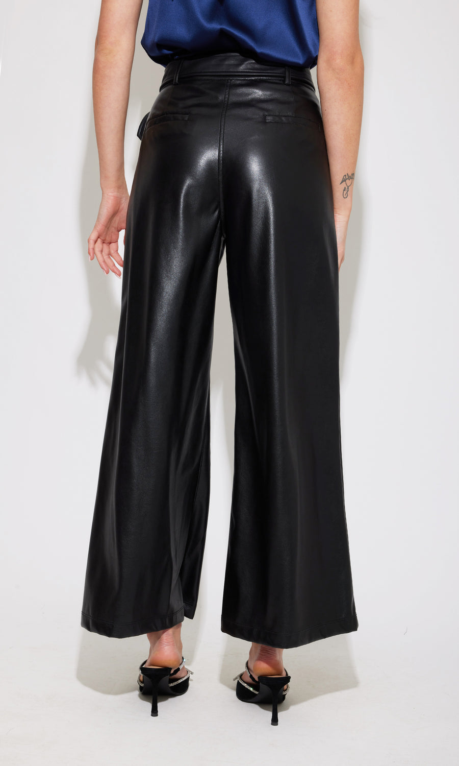 Genesis Vegan Leather Wide Leg Trouser - Black