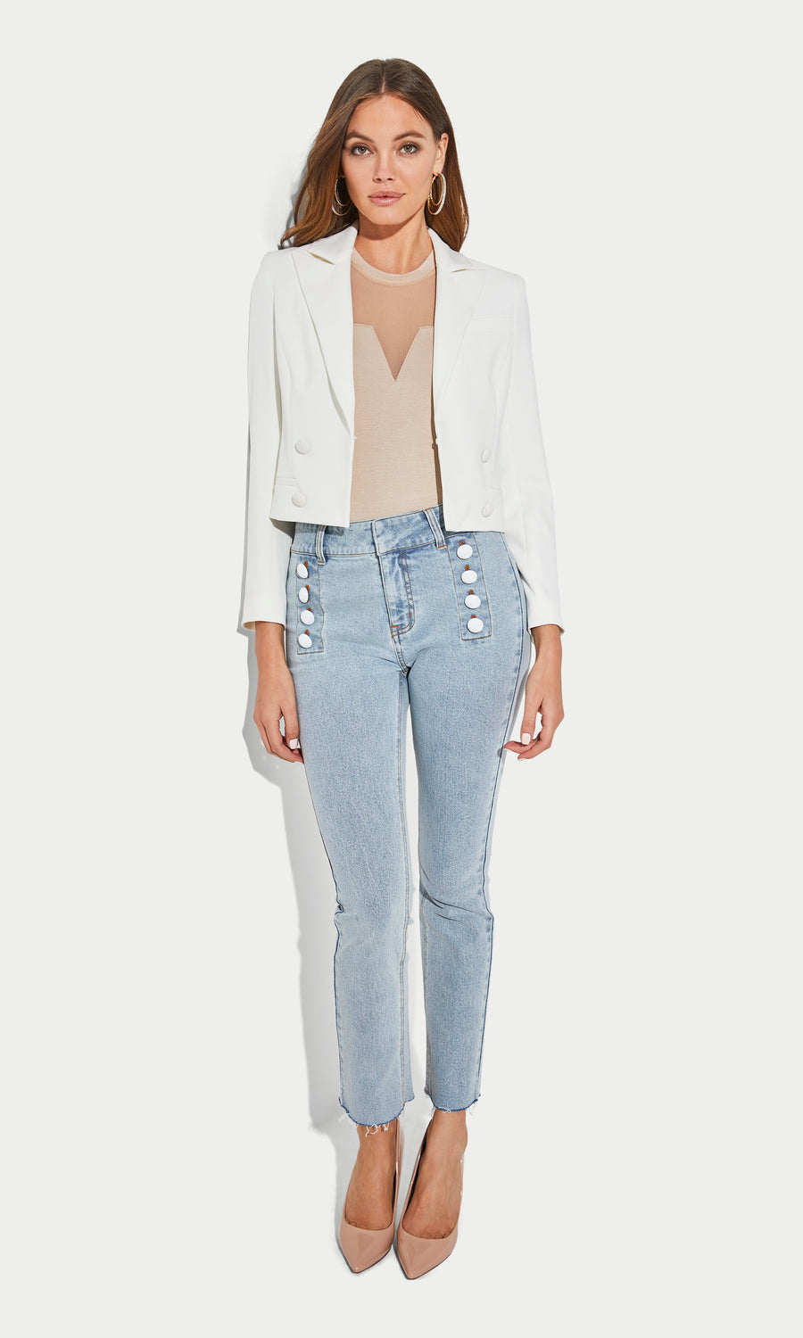 Justine Denim Pants - Light Blue/White