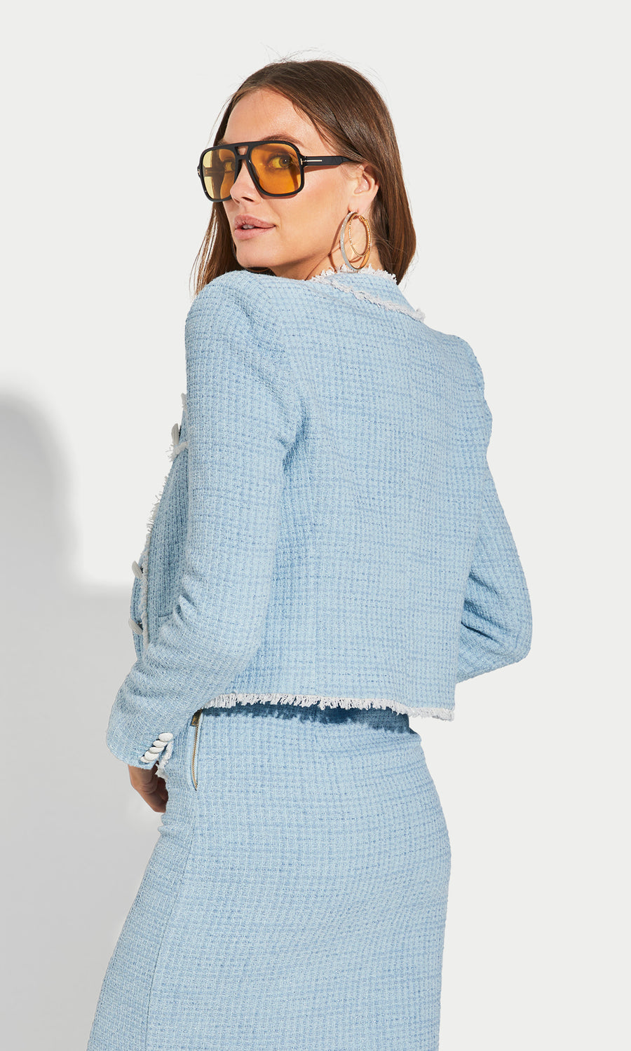Killian Tweed Jacket - French Blue/Cream