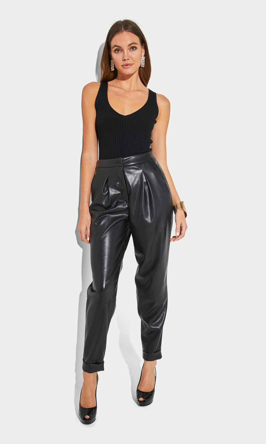 Solange Vegan Leather Pants - Black