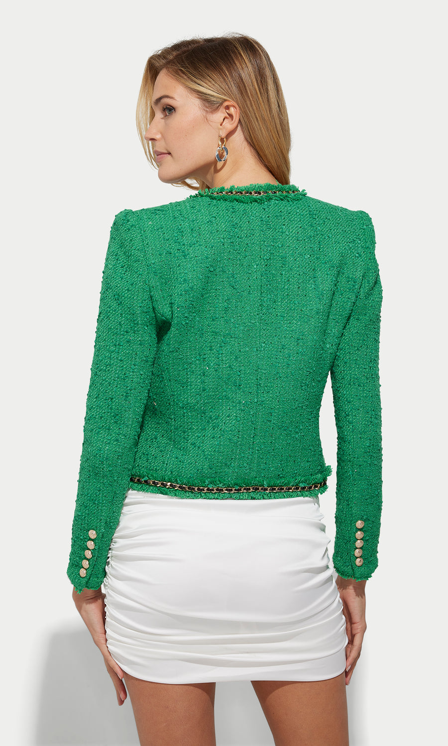 Serena Chain Tweed Jacket - Green