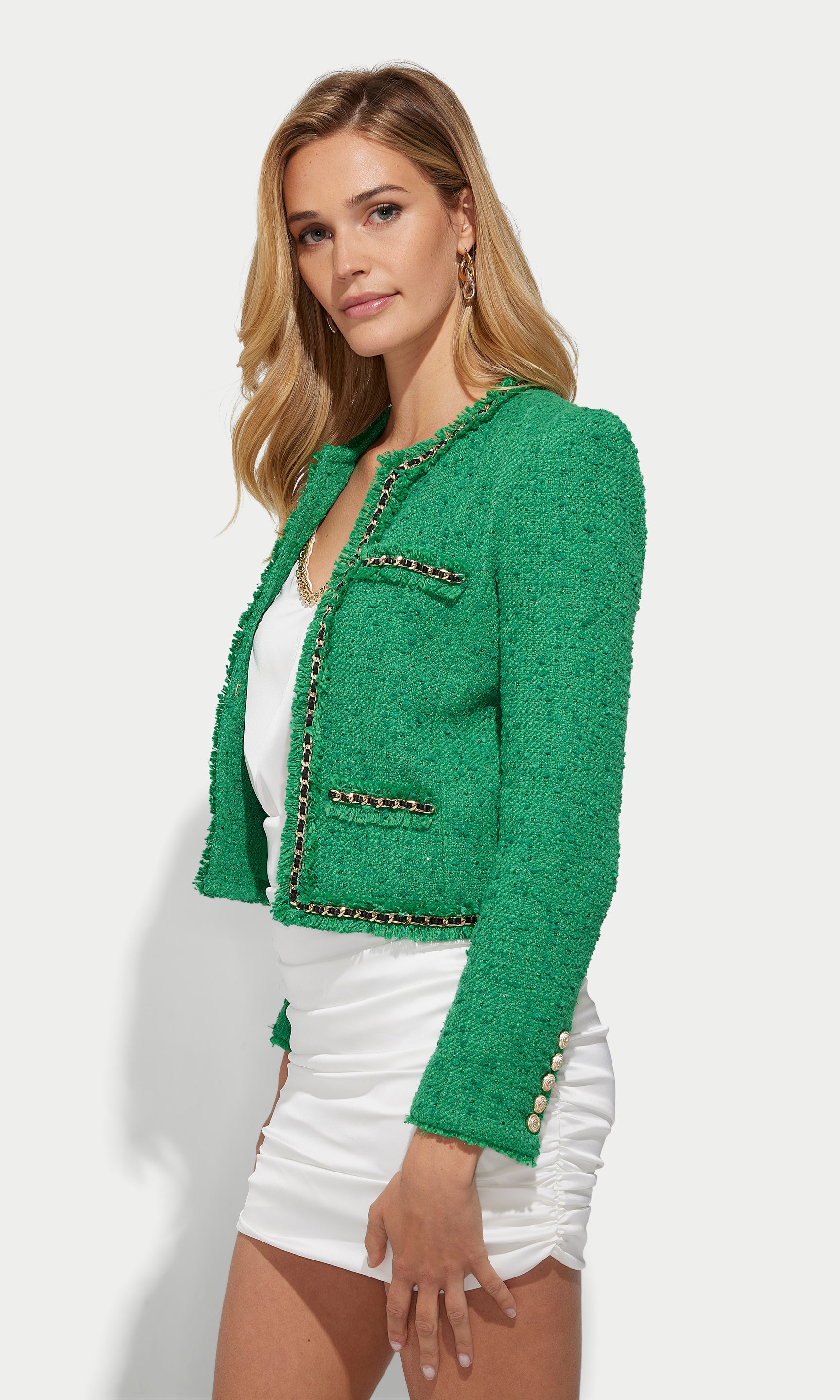 Generation Love Serena Chain Tweed Jacket XL / Green
