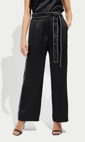Stacy Contrast Piping Satin Pant