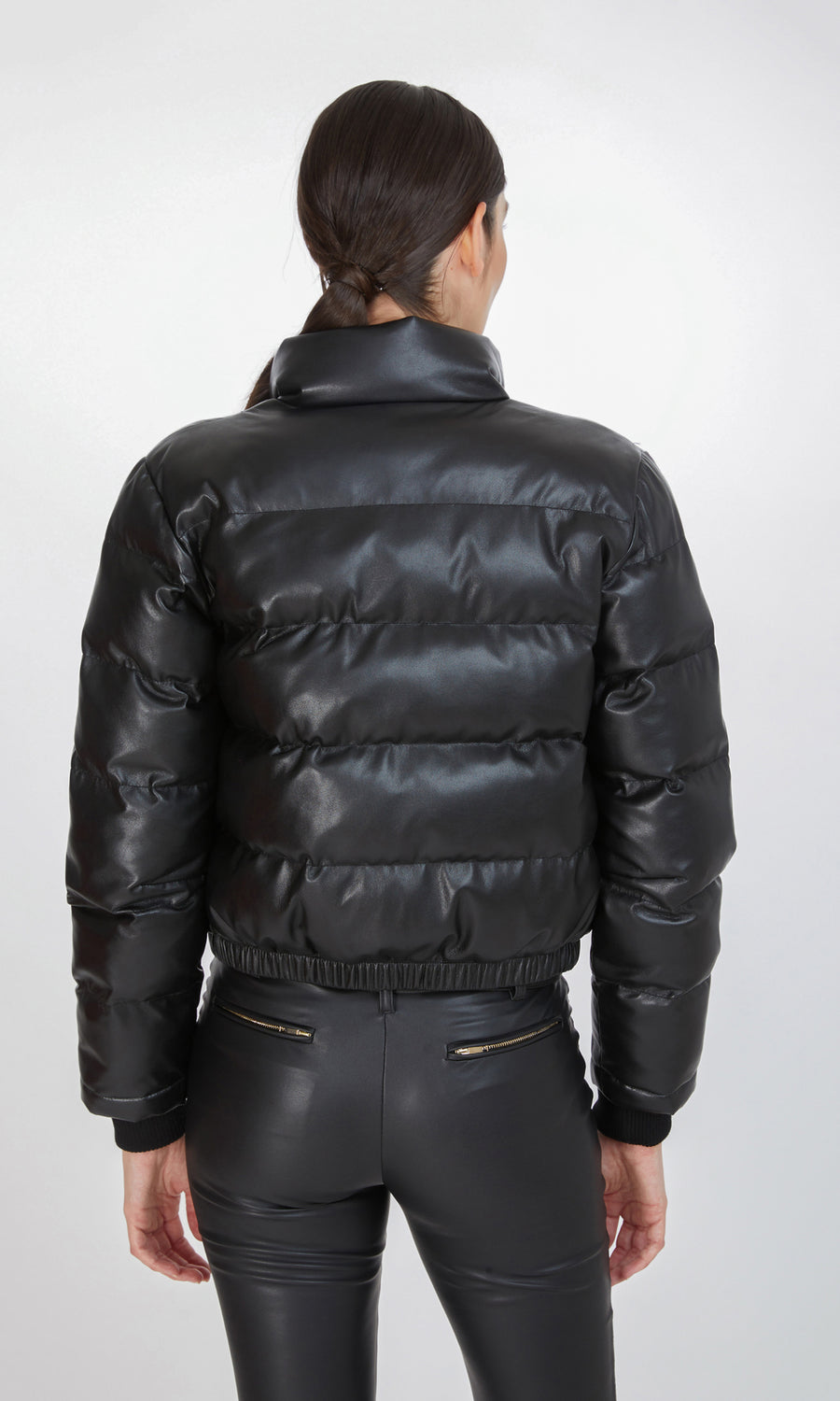 West Vegan Leather Puffer - Black
